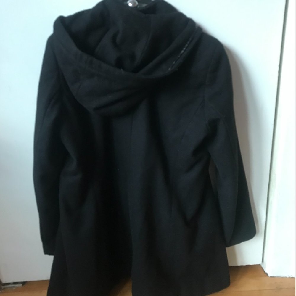 Calvin Klein Faux-Leather-Trim Asymmetrical Coat